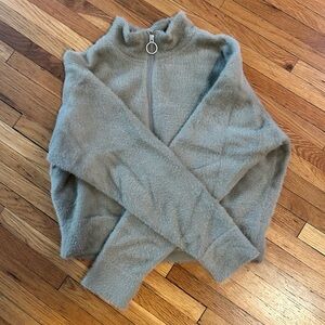 Whitney Simmons x Gymshark cropped fuzzy zip up